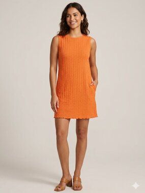 Orange Sleeveless Shift Dress M/L